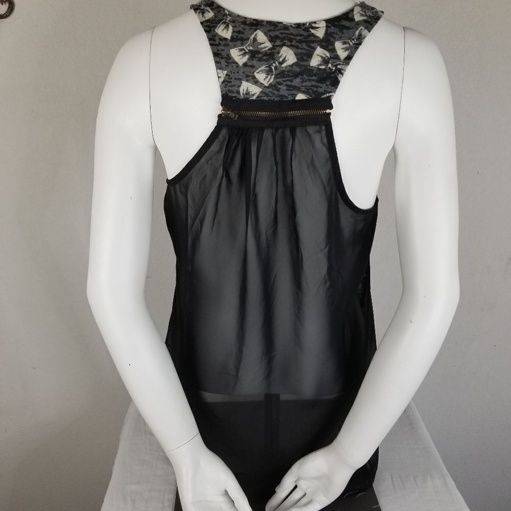 Self Esteem Black Sheer Back Razorback Top - Picture 3 of 8